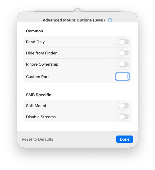 Advanced SMB mount options